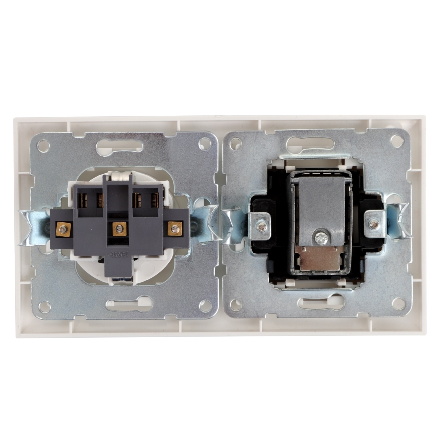 Aigostar - prise TV et prise SCHUKO 230 V avec cadre blanc