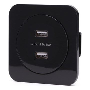 Aigostar - Prise USB murale avec plaque 2x USB-A, noire