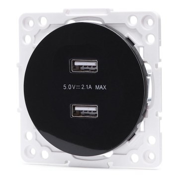 Aigostar - prise USB sans cadre, 2 ports USB-A, noire