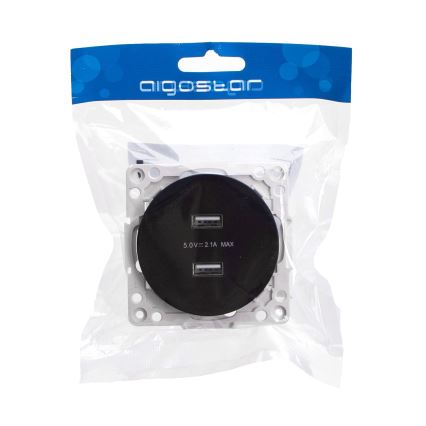 Aigostar - prise USB sans cadre, 2 ports USB-A, noire