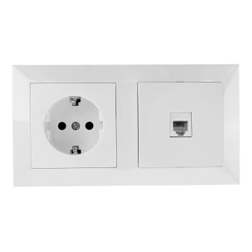 Aigostar - prises Ethernet et SCHUKO avec cadre, blanches