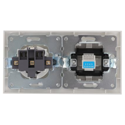 Aigostar - prises Ethernet et SCHUKO avec cadre, blanches