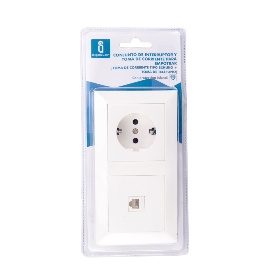 Aigostar - prises Ethernet et SCHUKO avec cadre, blanches