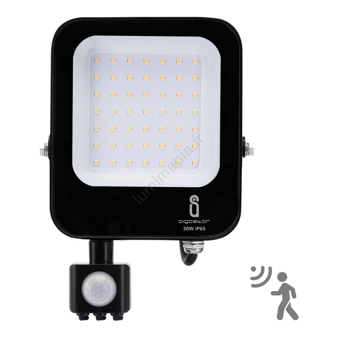 Projecteur LED ORNO 30W Avec Détecteur Mouvement - Noir - IP65 2200lm 4000K
