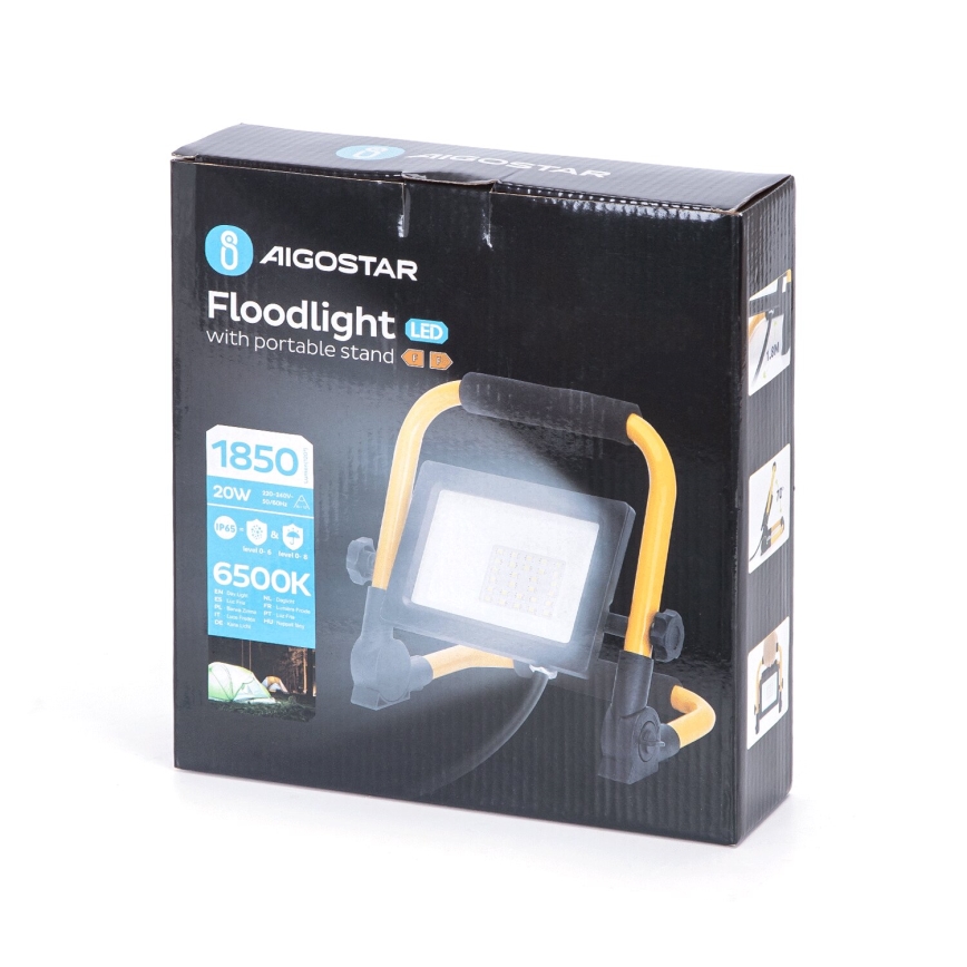 Aigostar - Projecteur avec support LED/20W/230V 6500K IP65