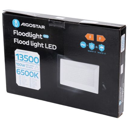 Aigostar - Projecteur LED 150 W 230 V 6500 K IP65 noir