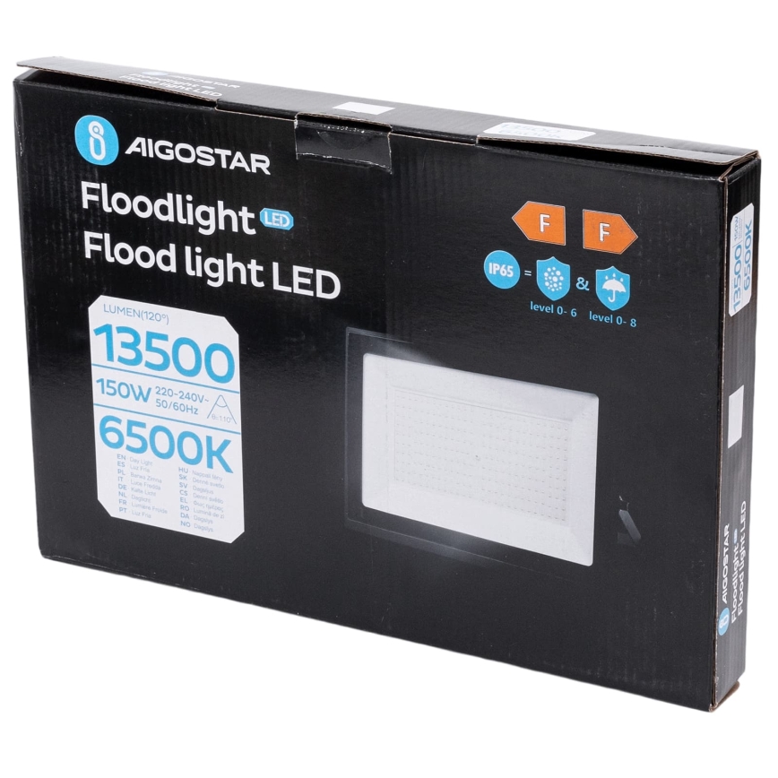 Aigostar - Projecteur LED 150 W 230 V 6500 K IP65 noir