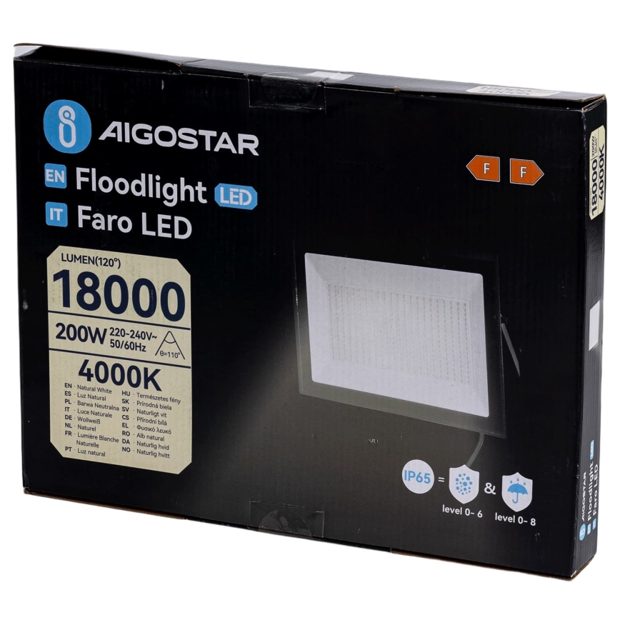 Aigostar - Projecteur LED/200W/230V 4000K IP65 noir