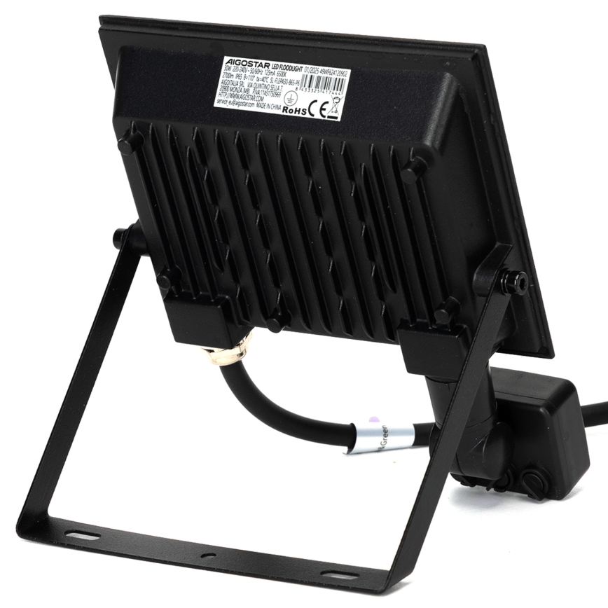 Aigostar - Projecteur LED 30W avec détecteur, 230V, 6500K, IP65