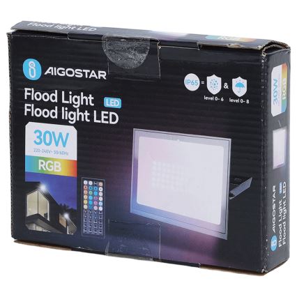 Aigostar - Projecteur LED RGB/30W/230V IP65 + télécommande