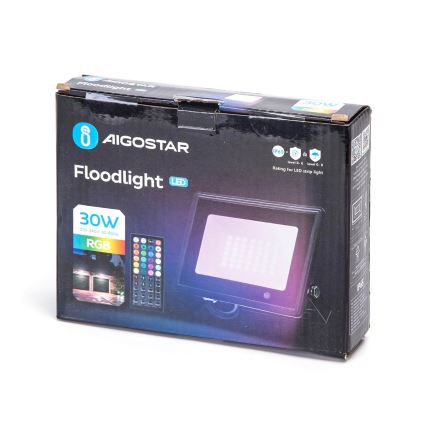 Aigostar - Projecteur LED RGBW dimmable/30W/230V IP65 + télécommande