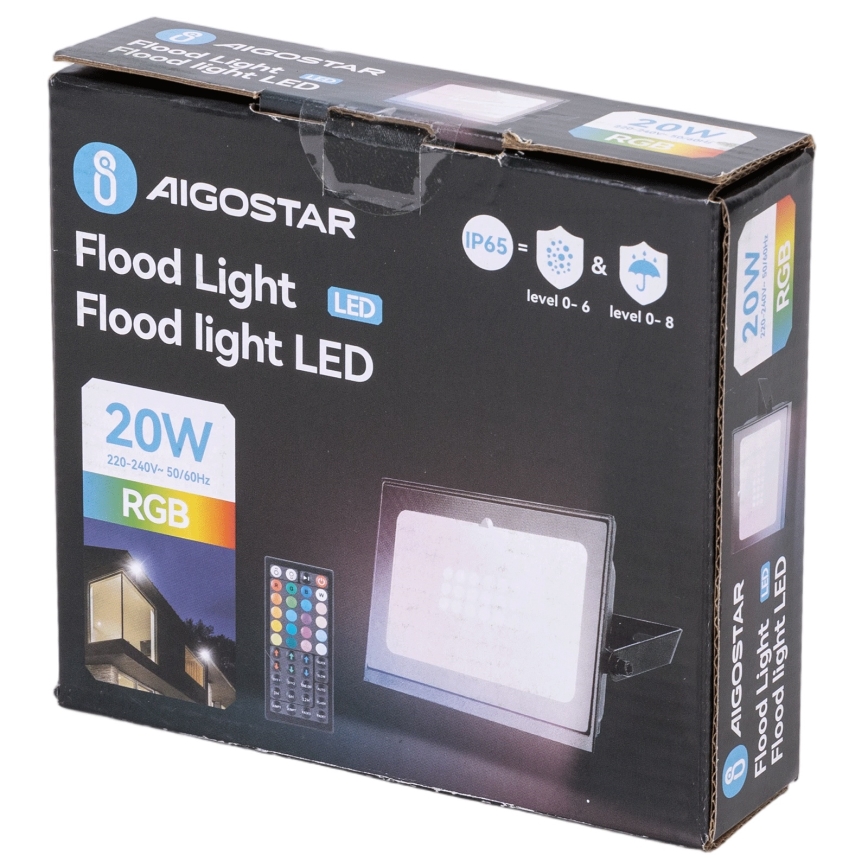 Aigostar - Projecteur LED RGB dimmable 10W 230V IP65 avec télécommande