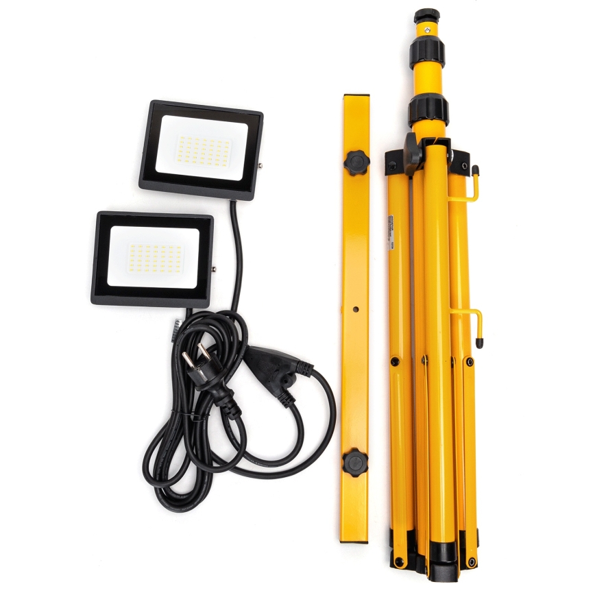 Aigostar - Projecteur LED sur pied 2xLED/30W/230V 6500K IP65 orange/noir