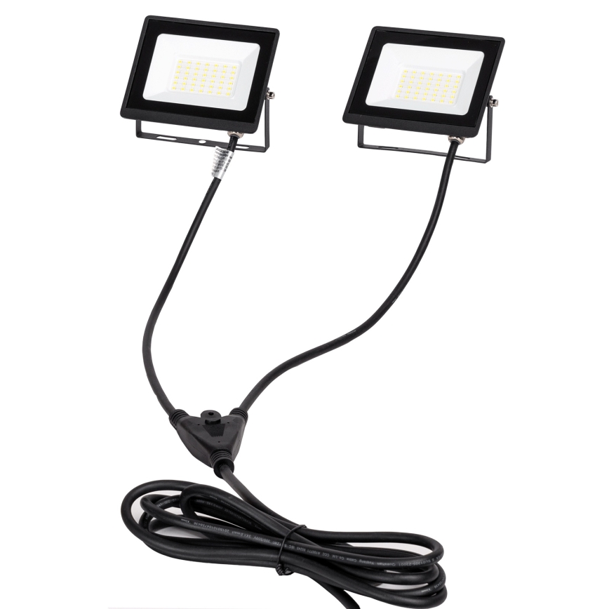 Aigostar - Projecteur LED sur pied 2xLED/30W/230V 6500K IP65 orange/noir