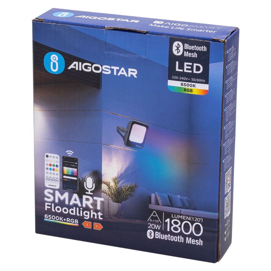 Aigostar - Projecteur RGBW à intensité variable MESH Smart LED/20W/230V 6500K IP65 + télécommande