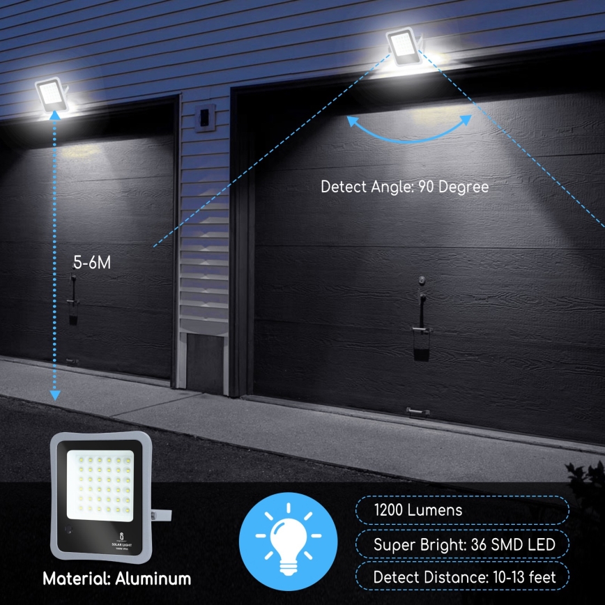 Aigostar - Projecteur solaire à intensité variable LED/100W/3,2V IP65 10000 mAh + Télécommande