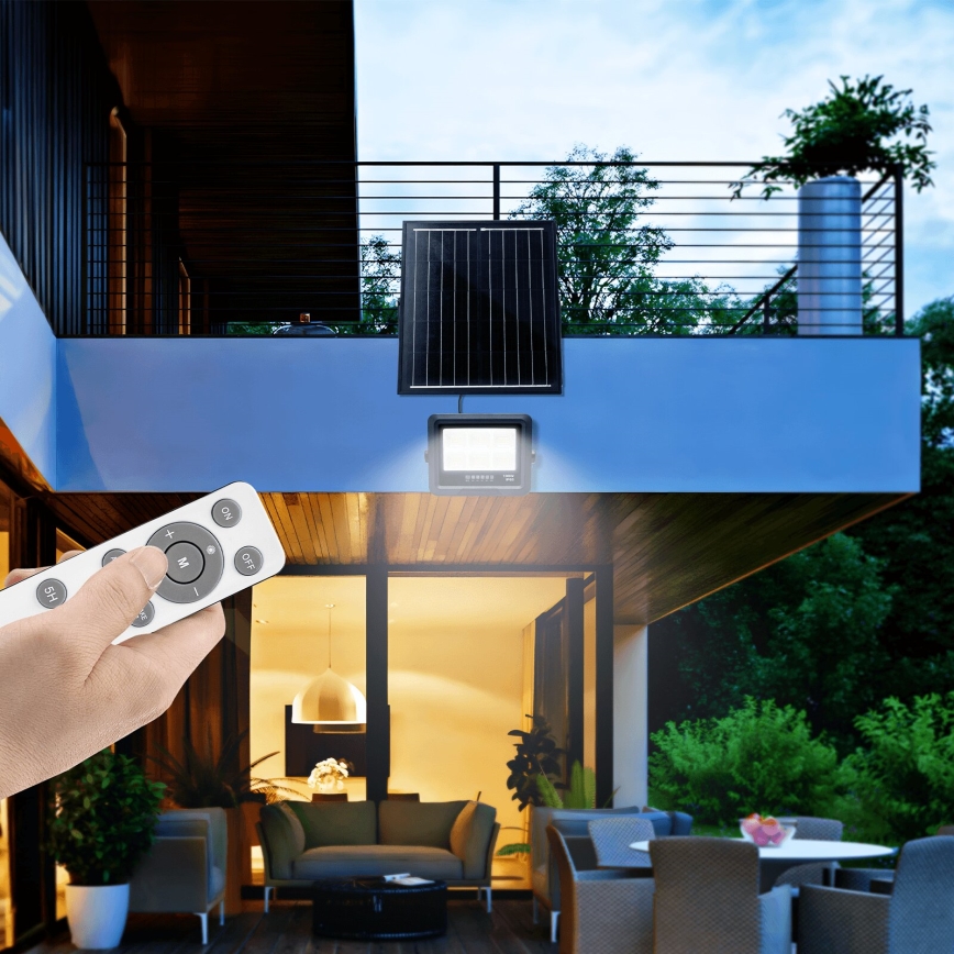 Aigostar - Projecteur solaire à intensité variable LED/100W/3,4V IP65 + Télécommande
