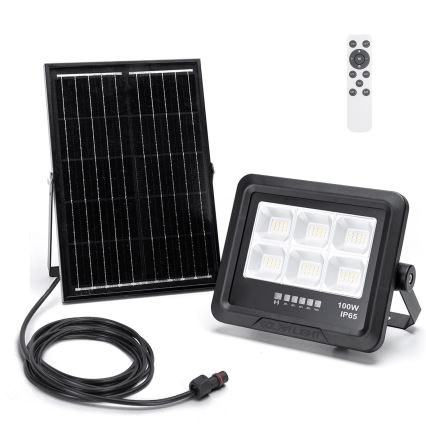 Aigostar - Projecteur solaire à intensité variable LED/100W/3,4V IP65 + Télécommande