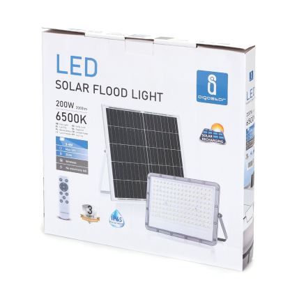 Aigostar - Projecteur solaire à intensité variable LED/200W/3,2V IP65 + Télécommande
