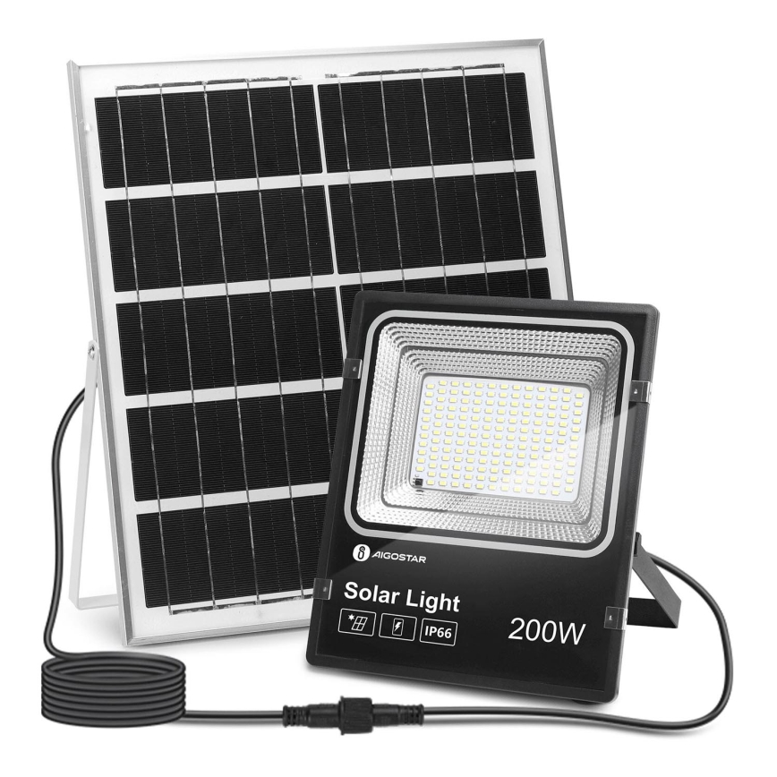 Aigostar - Projecteur solaire à intensité variable LED/200W/3,2V IP66 + Télécommande