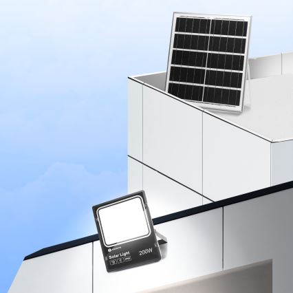 Aigostar - Projecteur solaire à intensité variable LED/200W/3,2V IP66 + Télécommande