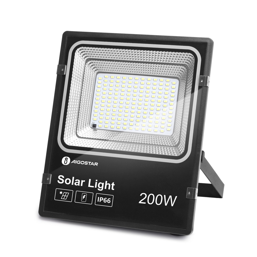 Aigostar - Projecteur solaire à intensité variable LED/200W/3,2V IP66 + Télécommande