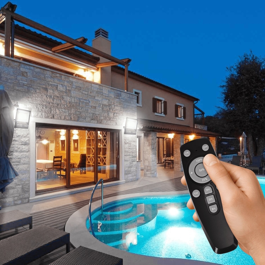 Aigostar - Projecteur solaire à intensité variable LED/300W/3,2V IP66 + Télécommande