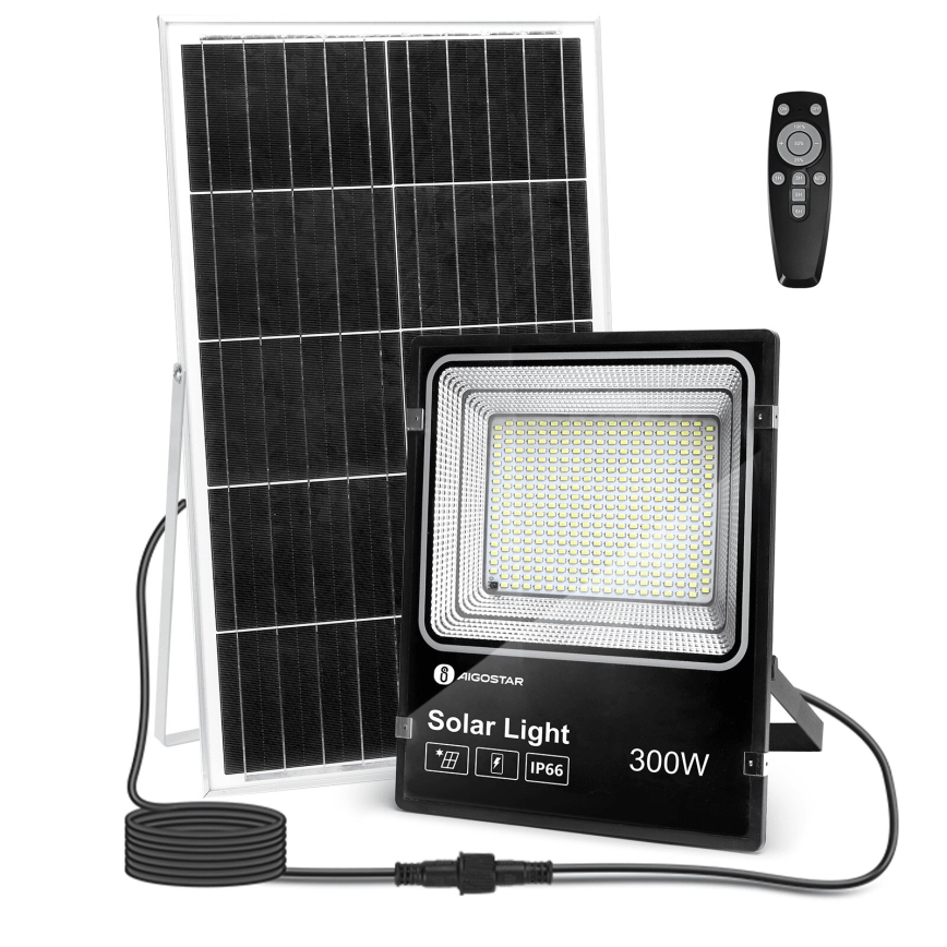 Aigostar - Projecteur solaire à intensité variable LED/300W/3,2V IP66 + Télécommande