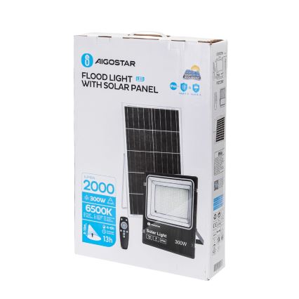 Aigostar - Projecteur solaire à intensité variable LED/300W/3,2V IP66 + Télécommande