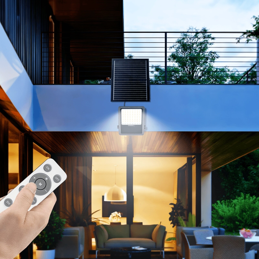 Aigostar - Projecteur solaire à intensité variable LED/300W/3,4V IP65 + Télécommande