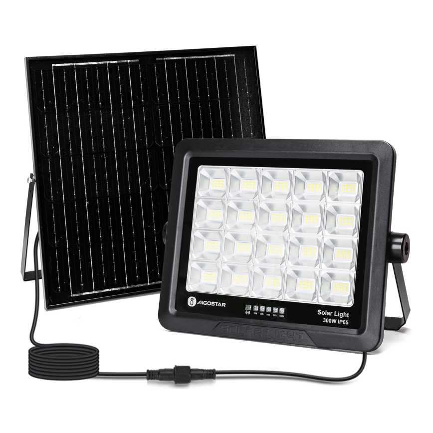 Aigostar - Projecteur solaire à intensité variable LED/300W/3,4V IP65 + Télécommande