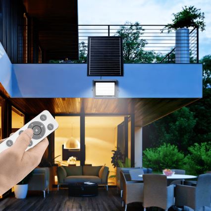 Aigostar - Projecteur solaire à intensité variable LED/300W/3,4V IP65 + Télécommande