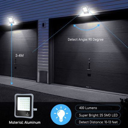 Aigostar - Projecteur solaire à intensité variable LED/30W/3,2V 20000 mAh IP67 + Télécommande