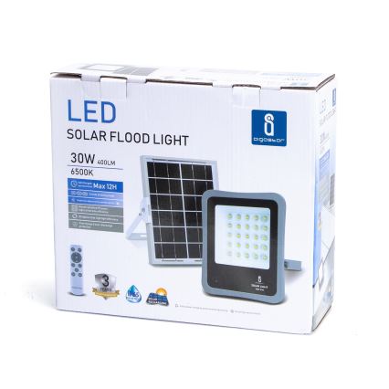Aigostar - Projecteur solaire à intensité variable LED/30W/3,2V 20000 mAh IP67 + Télécommande