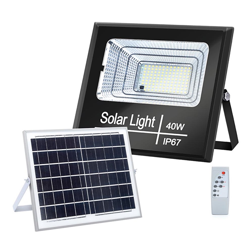 Aigostar - Projecteur solaire à intensité variable LED/40W/3,2V IP67 2000 mAh + Télécommande