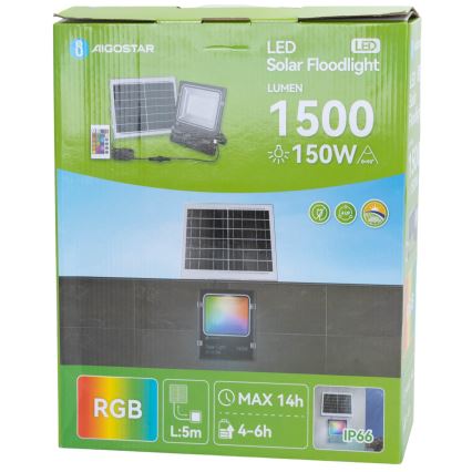 Aigostar - Projecteur solaire RGB à intensité variable LED/15W/3,2V IP66 + Télécommande