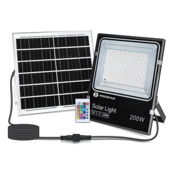 Aigostar - Projecteur solaire RGB à intensité variable LED/200W/3,2V IP66 + Télécommande