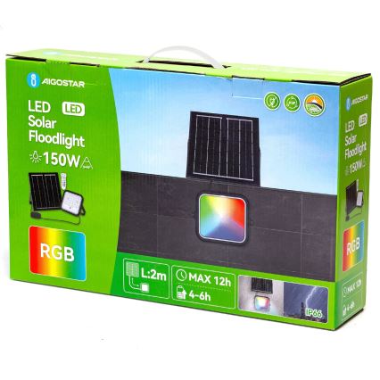 Aigostar - Projecteur solaire RGBW à intensité variable LED/150W/3,4V IP66 + Télécommande