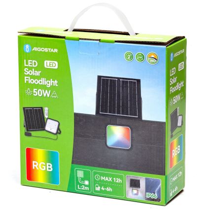 Aigostar - Projecteur solaire RGBW à intensité variable LED/50W/3,4V IP66 + Télécommande