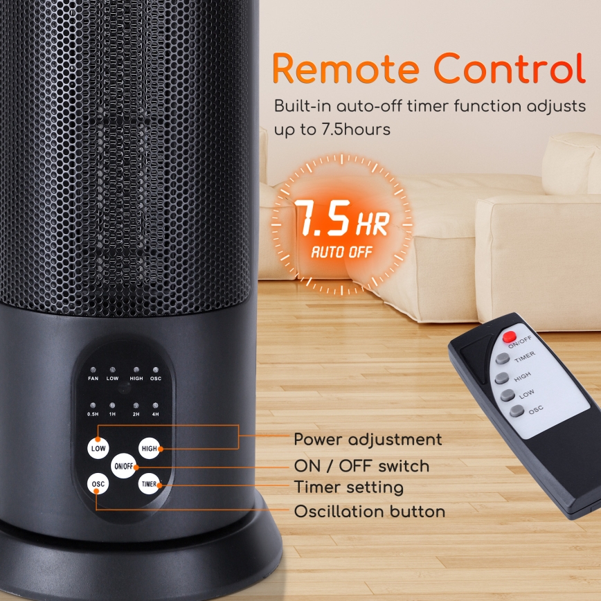 Aigostar - Chauffage électrique 1500W/230V + télécommande