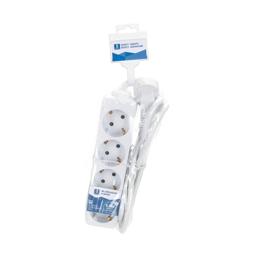 Aigostar - Rallonge 4Z Type F 1,5m blanc SCHUKO