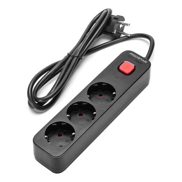 Aigostar - Rallonge avec interrupteur 3Z Type F 1,5m noir