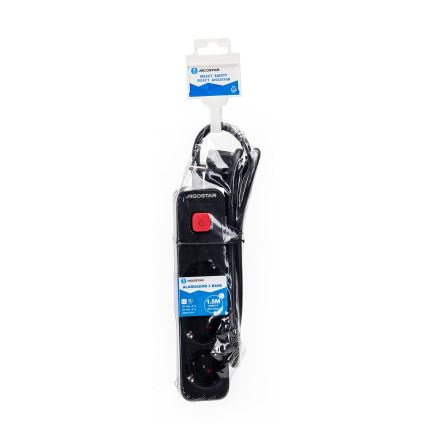 Aigostar - Rallonge avec interrupteur 3Z Type F 1,5m noir