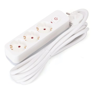 Aigostar - Rallonge avec interrupteur 3Z Type F 3m SCHUKO blanc