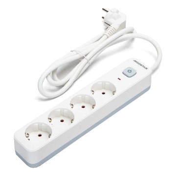 Aigostar - Rallonge avec interrupteur 4Z Type F 1,5m SCHUKO blanc