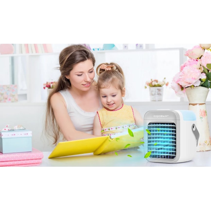 Aigostar - Refroidisseur d'air portable 8W/5V blanc