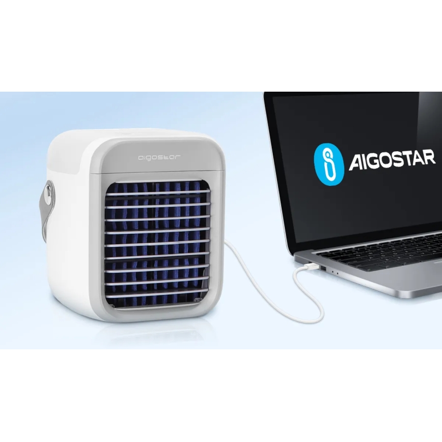 Aigostar - Refroidisseur d'air portable 8W/5V blanc