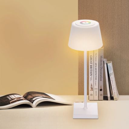 Aigostar - Lampe de table RGBW extérieure à intensité variable rechargeable LED/4W/5V 3600mAh blanche IP54
