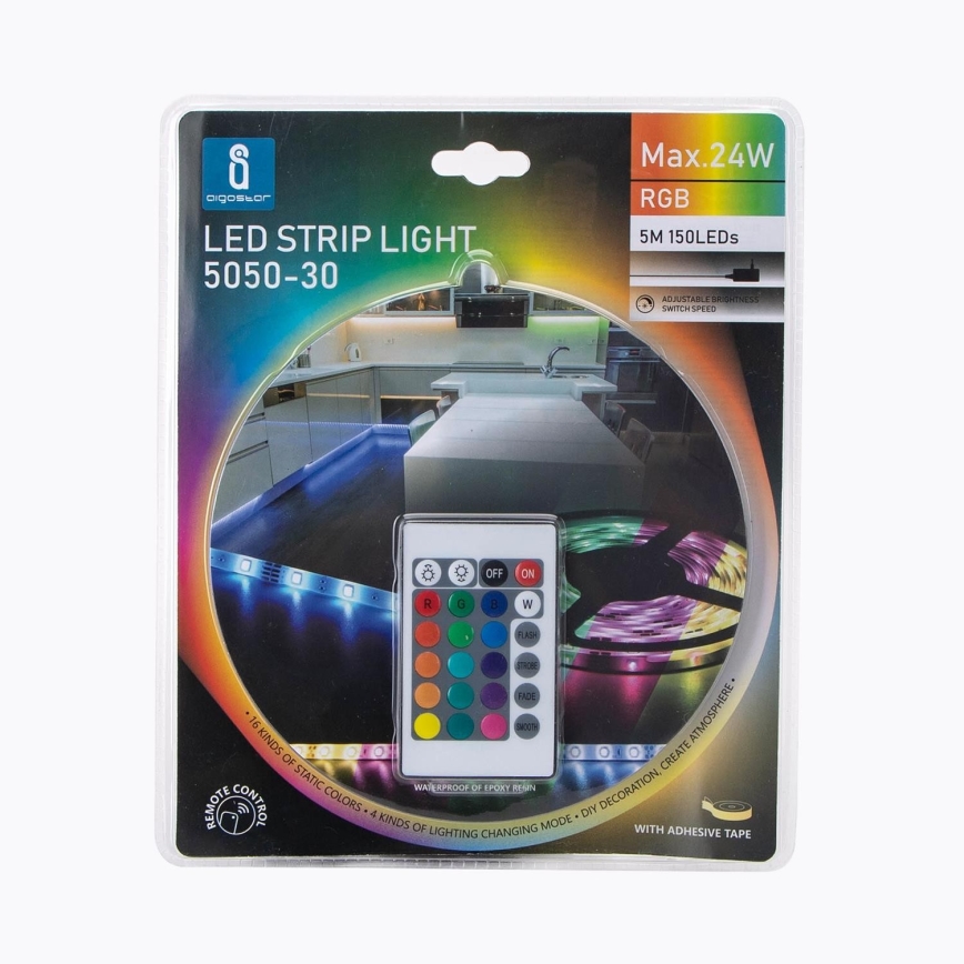 Kit Ruban LED 72W 12V 300LED IP65 RGB avec Télécommande et Transformateur  (5 mètres) • IluminaShop France