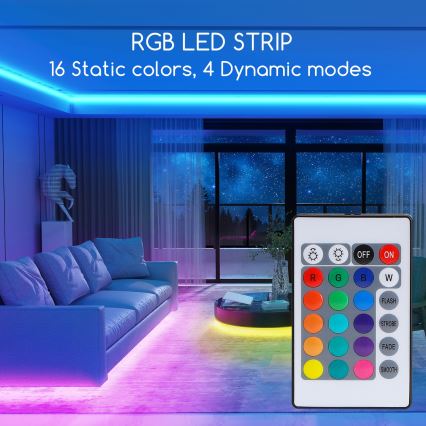 Aigostar - Ruban LED RGB à intensité variable 3m LED/24W/12/230V IP65 + Télécommande